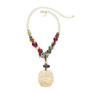 NWT Chico’s Short Multi-Colored Textured Pendant Necklace